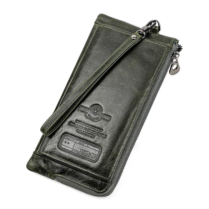 2022 Men Wallet Clutch Genuine Leather Brand Rfid Wallet Male Organizer Cell Phone Clutch Bag Long Coin Purse Free Engrave