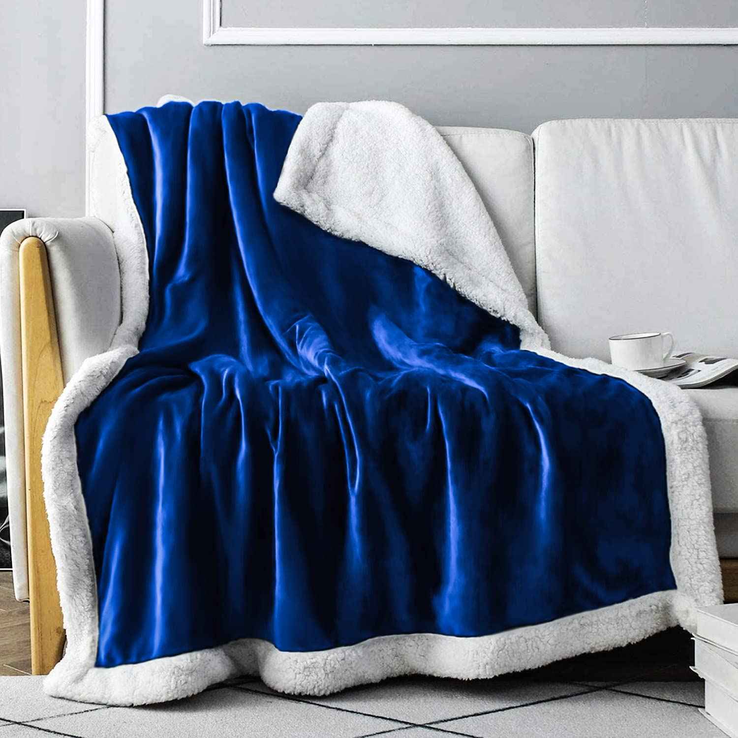 Everlasting Comfort Furry Sherpa Throw Blanket - Soft Fluffy Fuzzy Plush Thick Minky Throws-US