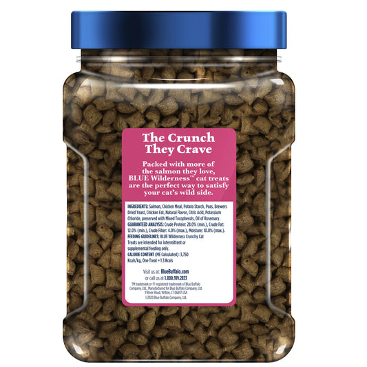 Wilderness Crunchy Cat Treats, Tasty Salmon Flavor, 12-Oz. Tub