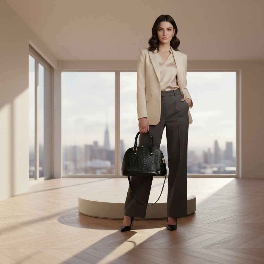 Perssia DomeElegance™ — Leather Dome Satchel for Women (Crossbody & Shoulder Bag)