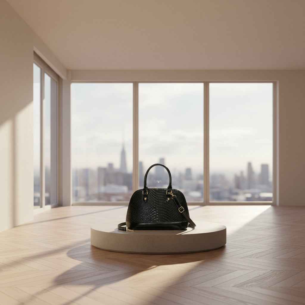 Perssia DomeElegance™ — Leather Dome Satchel for Women (Crossbody & Shoulder Bag)