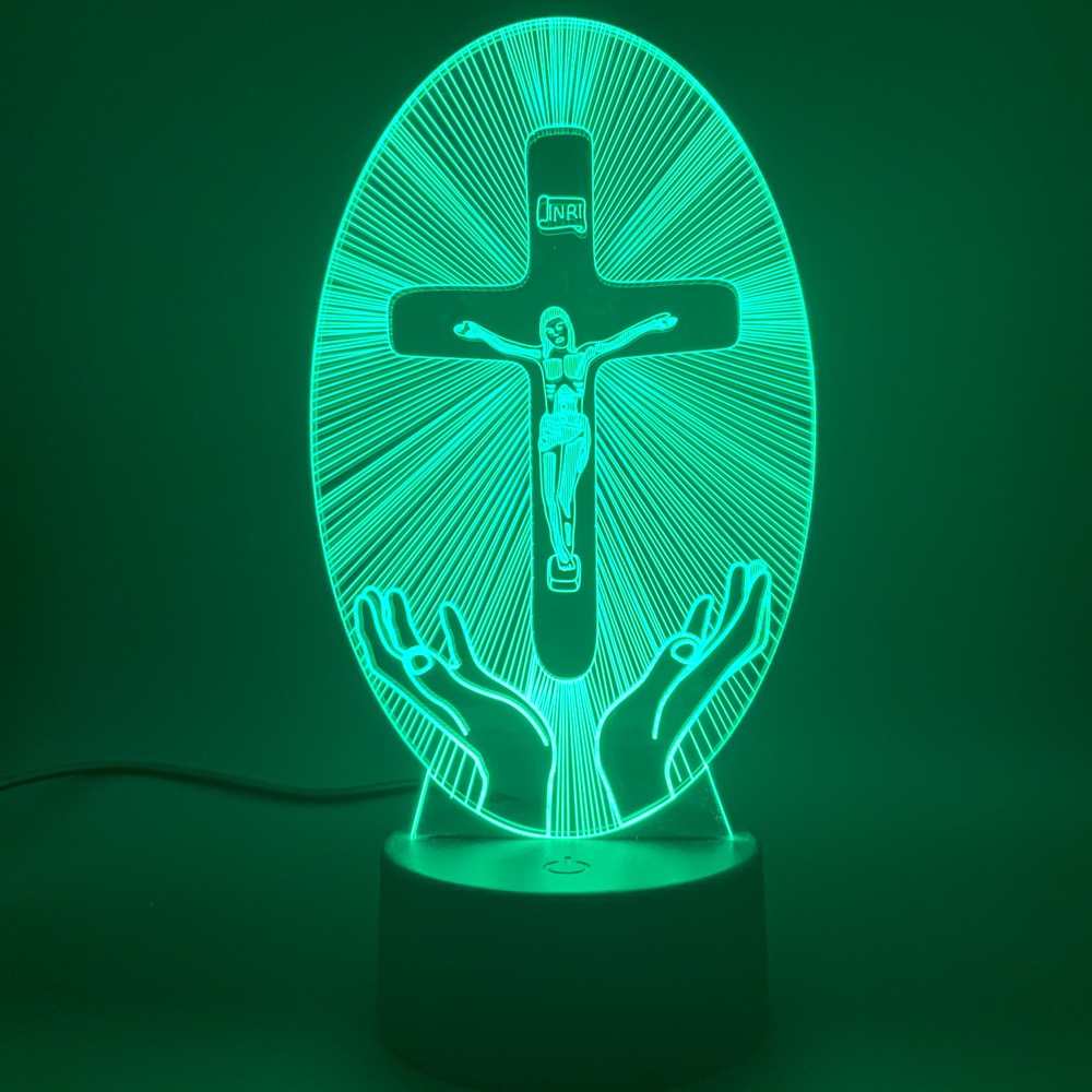 3D Acrylic Christian Cross Night Light - USB Powered - PERSSIA