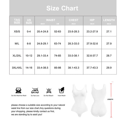 “PURELINE™ SCULPT TANK BODYSUIT” SUNACGO Bodysuits for Women Tummy Control Round Neck Body Suits Slim Fit(XLWhite) - PERSSIA