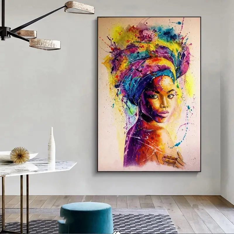Perssia AfroGraff™ Canvas Art — African Woman Graffiti Wall Poster (15.7" × 23.6") - PERSSIA