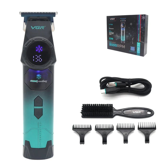 V-946 Professional Ice Tech Hair Trimmer DLC Blade 0 Gap 8000RPM Brushless Blue Ceramic for Men Beard Trimming Grooming