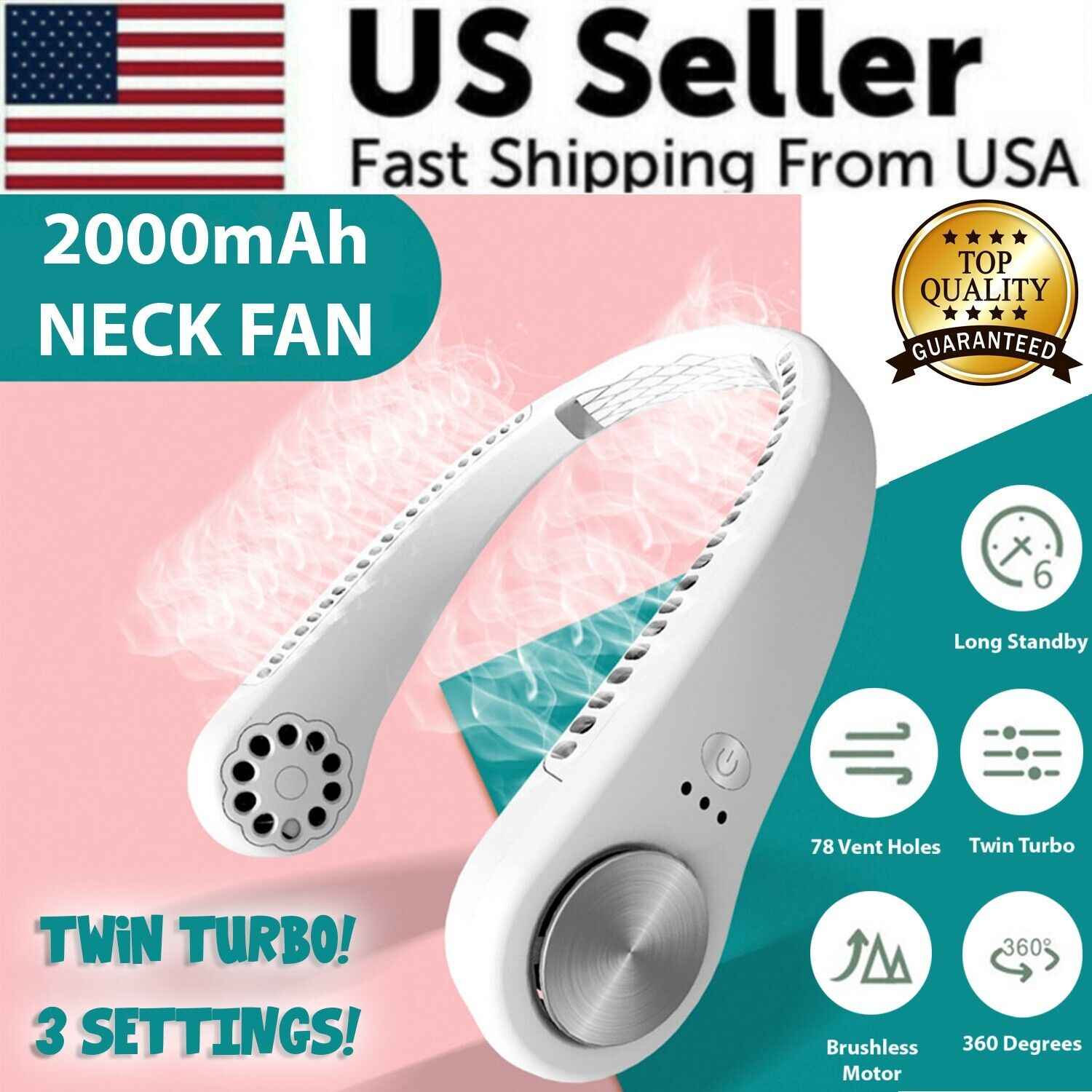Perssia CoolBreeze Fan — Wearable Neck Fan for Hands‑Free Cooling