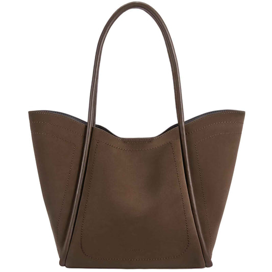 Perssia BostanTerra™ — Vegan Leather Work Tote (Coffee Brown | Large Capacity | Travel‑Ready)