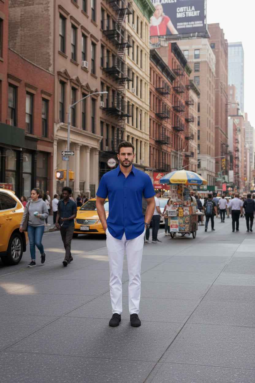 Perssia UrbanEase™ — Wrinkle‑Free Short Sleeve Button‑Up Shirt