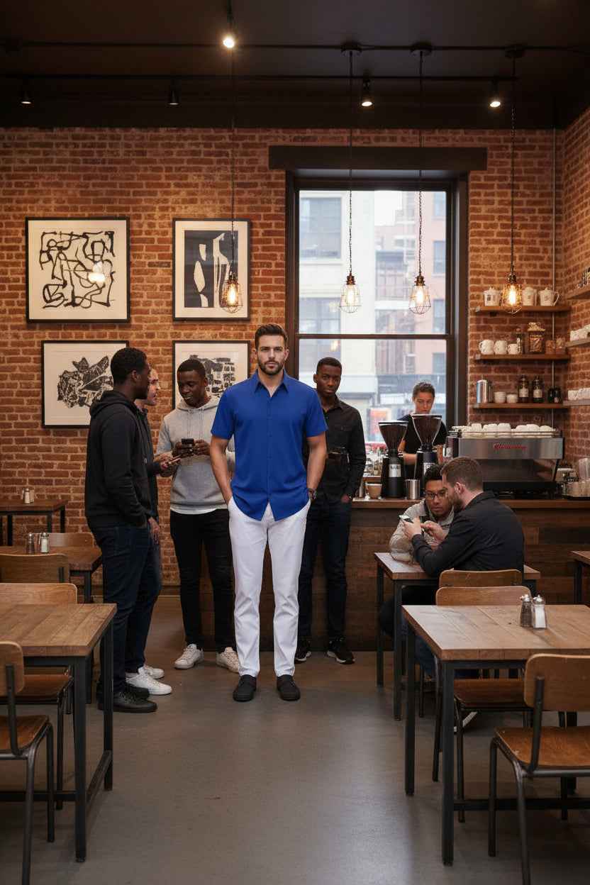 Perssia UrbanEase™ — Wrinkle‑Free Short Sleeve Button‑Up Shirt