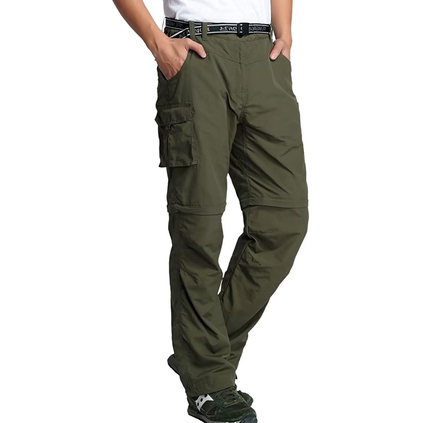 JOMLUN Men’s Hiking Pants Zip Off Cargo Pants Lightweight Quick Dry Convertible Outdoor Shorts Army Green-US