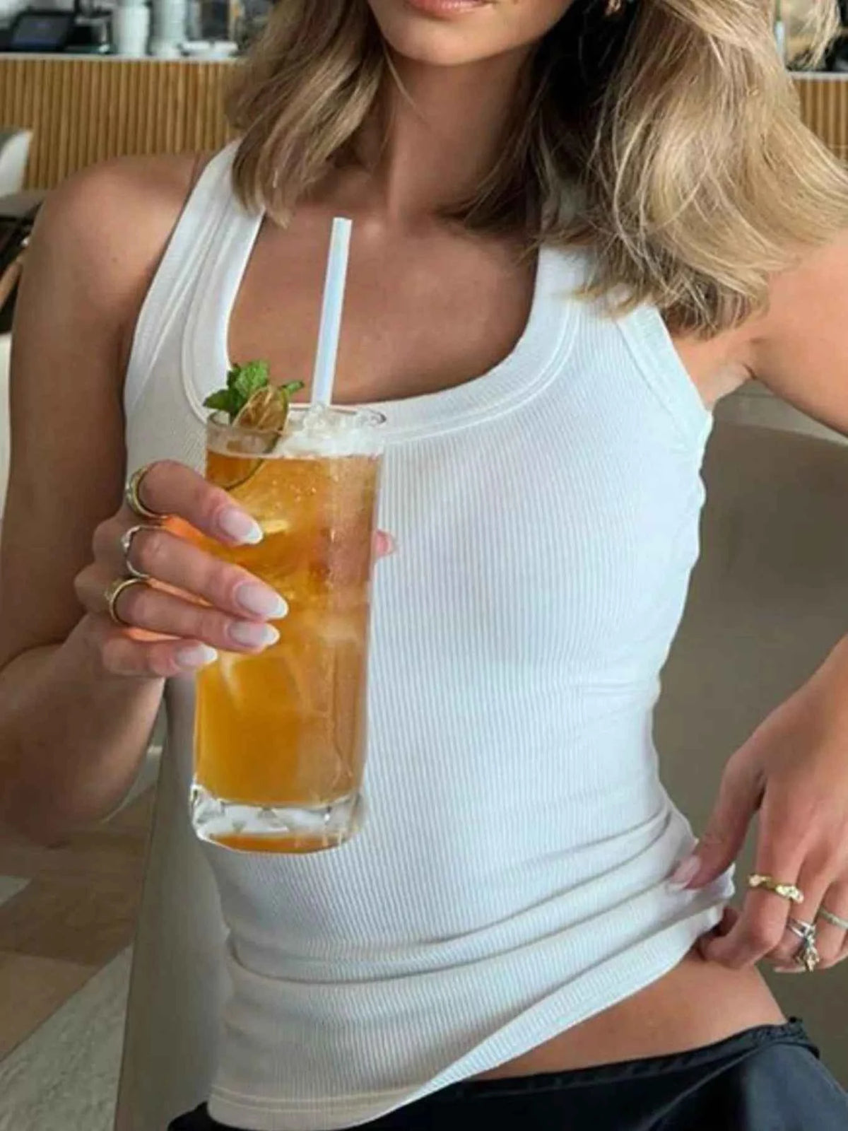 Ribbed Square Neck Tank Top-Tre(INT8D)