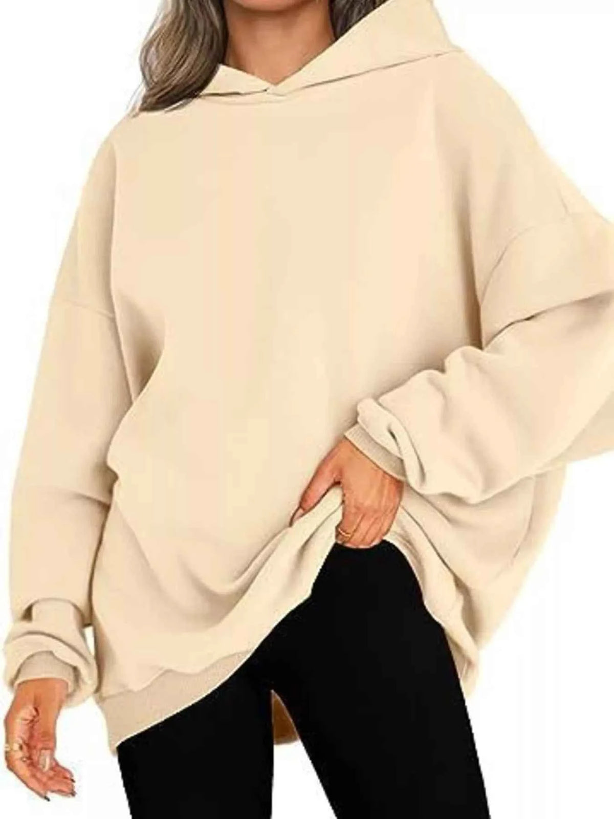 Drop Shoulder Long Sleeve Hoodie-Tre(INT8D)