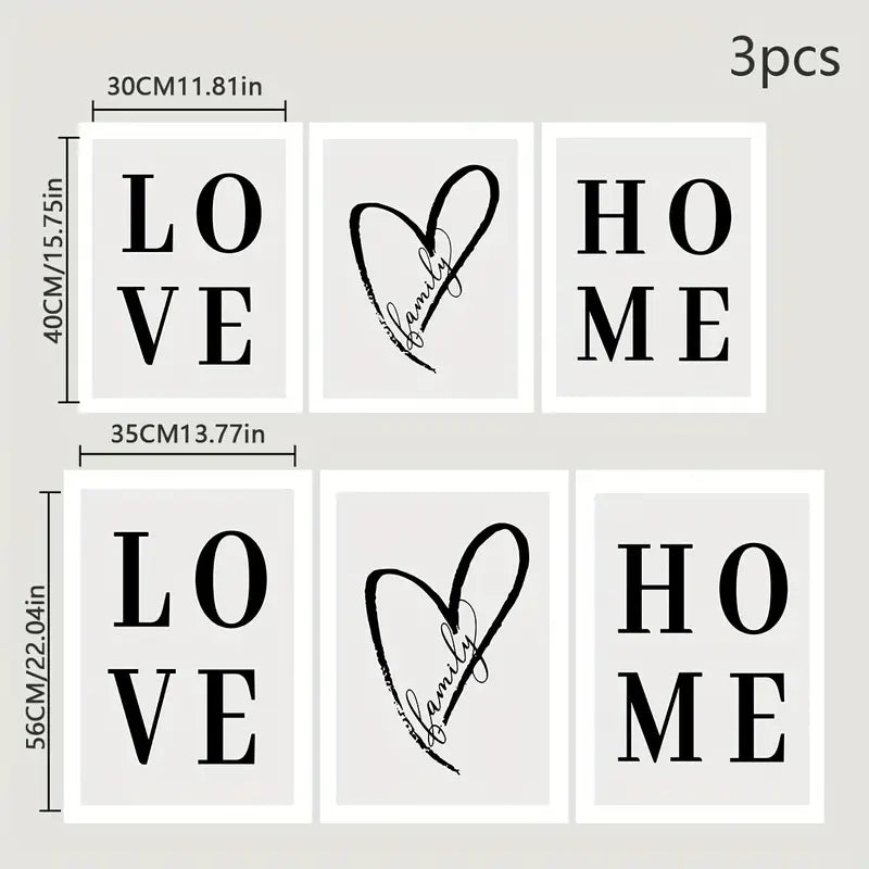 Perssia LoveTrio™ Canvas Set — 3‑Piece Modern Wall Art for Living Room Décor - PERSSIA