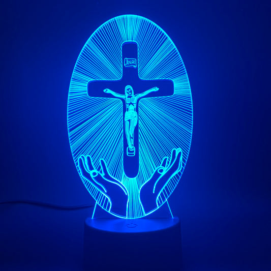 3D Acrylic Christian Cross Night Light - USB Powered - PERSSIA