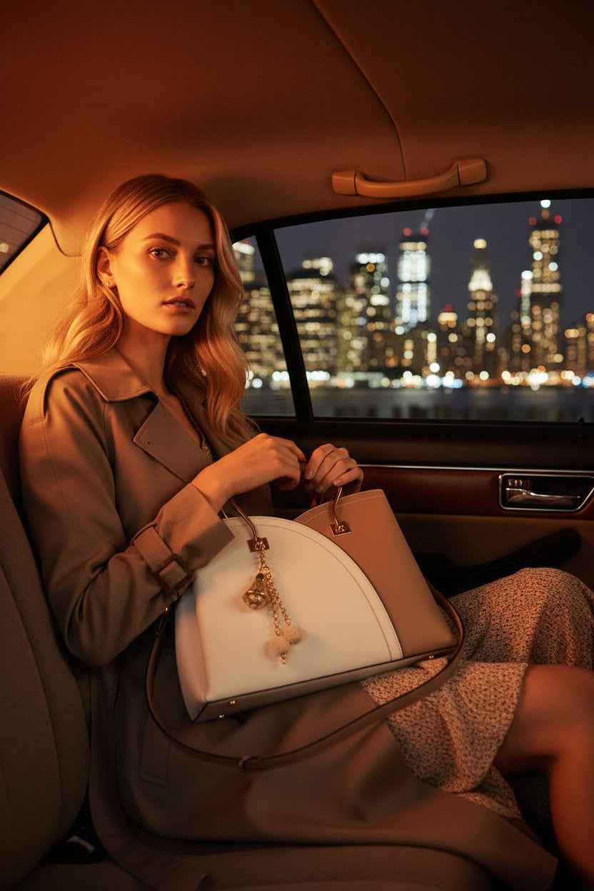 Perssia ColorLuxe™ Satchel — Chic Vegan Leather Colorblock Handbag + Matching Wallet
