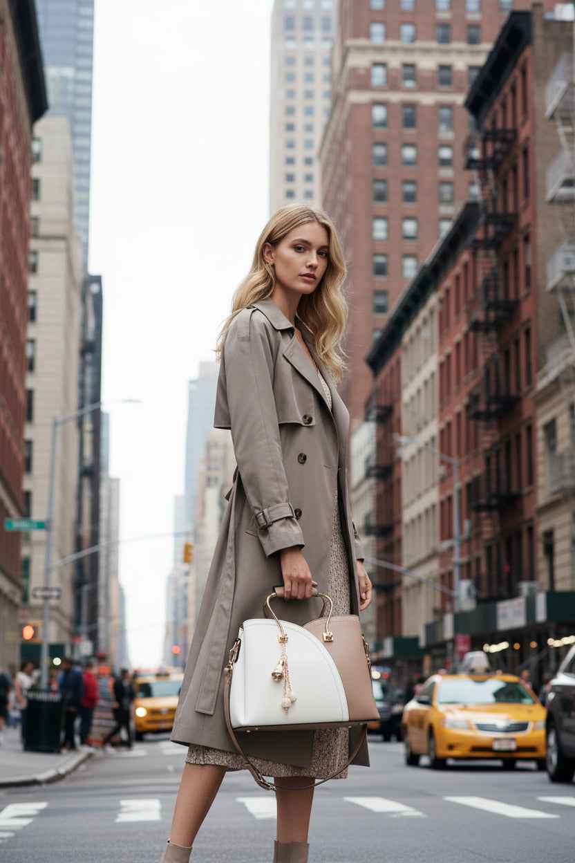 Perssia ColorLuxe™ Satchel — Chic Vegan Leather Colorblock Handbag + Matching Wallet