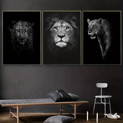 Perssia LionMajesty™ 3‑Piece Canvas Set — Modern Wildlife Wall Art (15.7" × 23.6") - PERSSIA