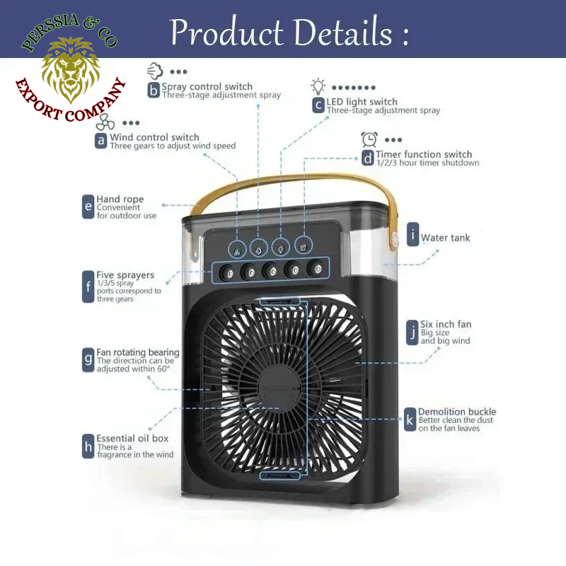 New 3 in 1 Fan Air Conditioner Household Mini Air Cooler LED Night Light Portable Humidifier Air Adjustment Fan Office Home Fan