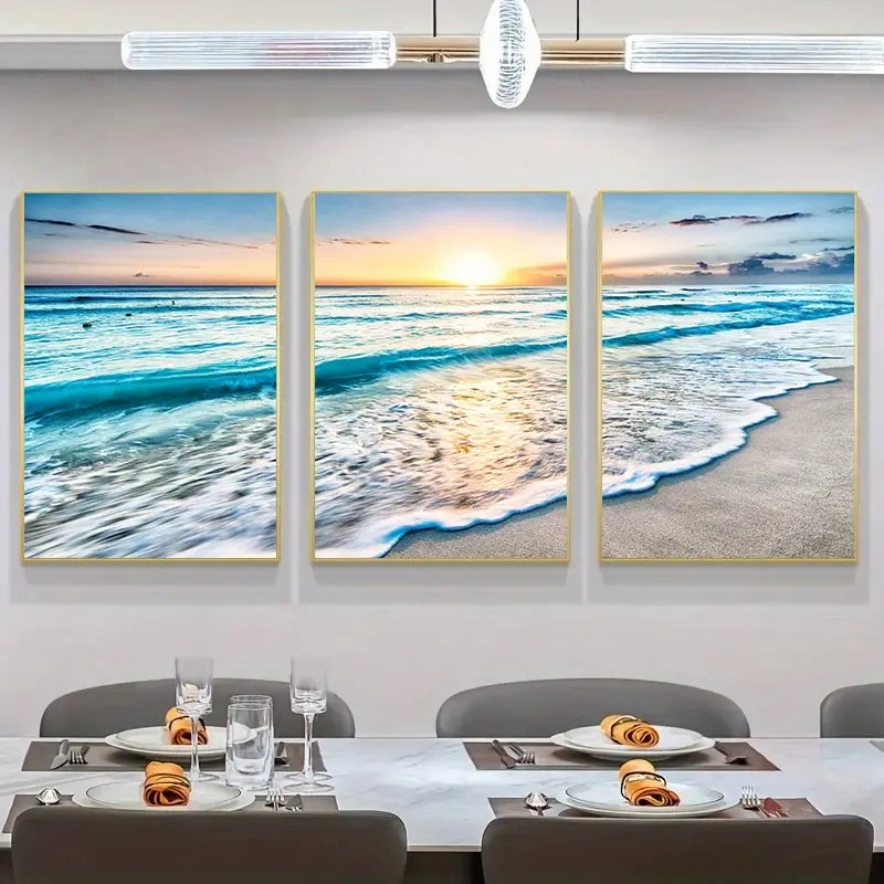 Perssia OceanGlow™ 3‑Piece Canvas Set Wall Art (15.7" × 23.6") - PERSSIA