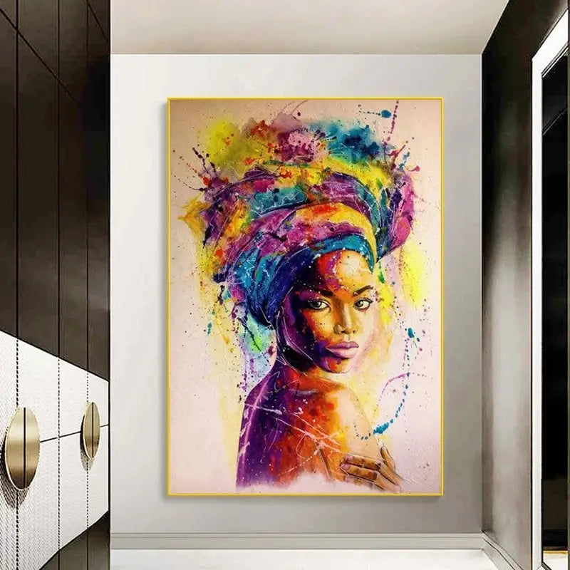 Perssia AfroGraff™ Canvas Art — African Woman Graffiti Wall Poster (15.7" × 23.6") - PERSSIA