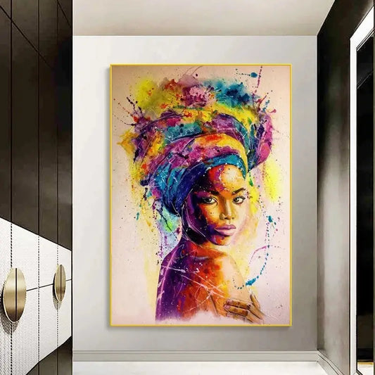 Perssia AfroGraff™ Canvas Art — African Woman Graffiti Wall Poster (15.7" × 23.6") - PERSSIA
