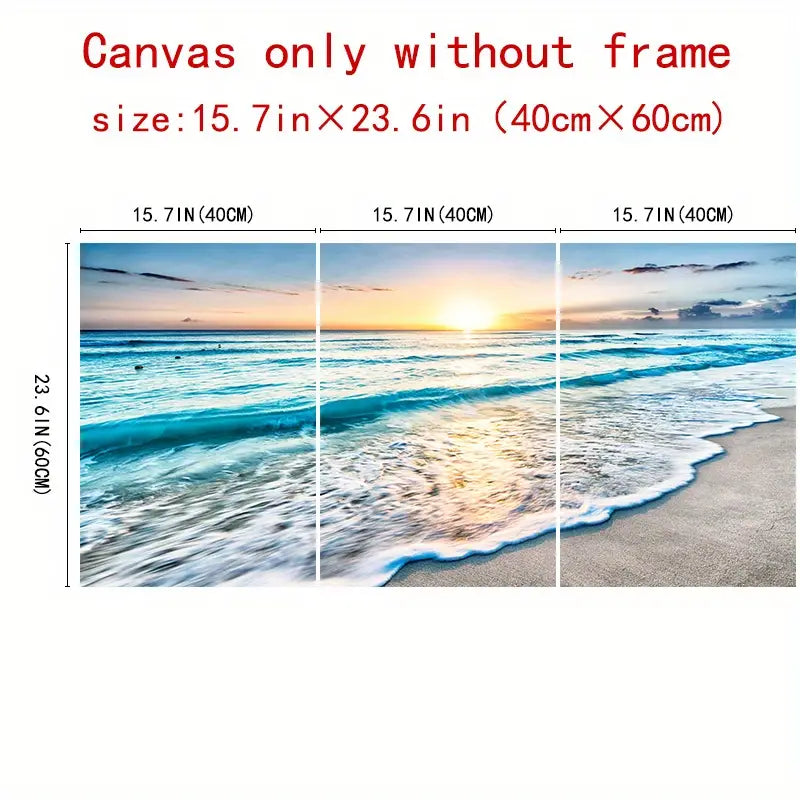 Perssia OceanGlow™ 3‑Piece Canvas Set Wall Art (15.7" × 23.6") - PERSSIA