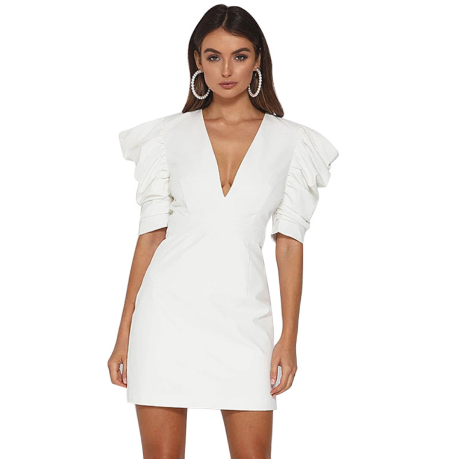 Deep V-Neck Sheath Dress