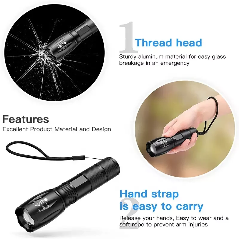 Perssia BeamForce X™ Tactical Zoom Flashlight