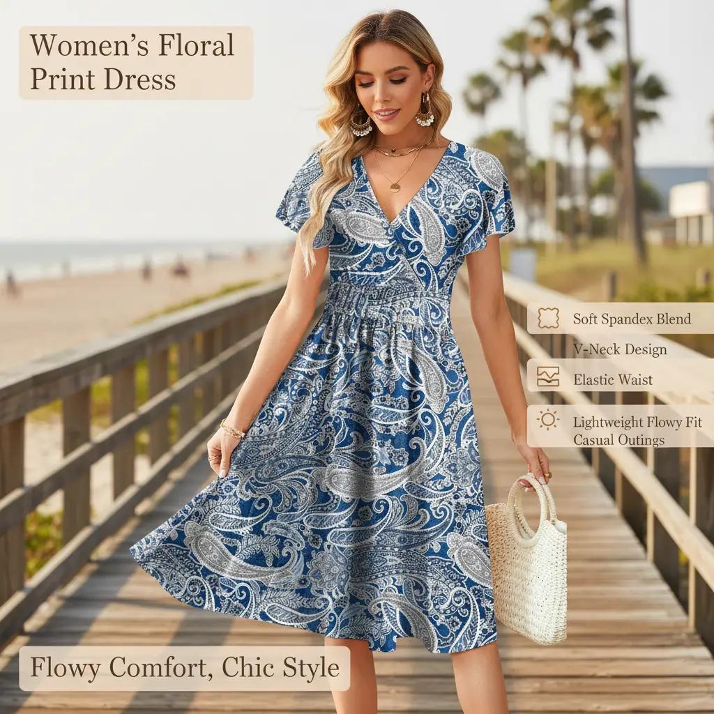 Perssia CashewBloom Floral Dress — Lightweight, Breezy, Everyday Comfort-US2D