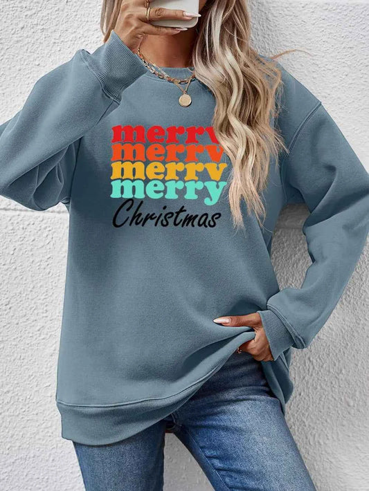 MERRY CHRISTMAS Graphic Long Sleeve Sweatshirt-Tre(INT8D)
