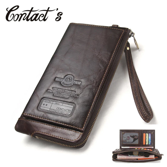 2022 Men Wallet Clutch Genuine Leather Brand Rfid Wallet Male Organizer Cell Phone Clutch Bag Long Coin Purse Free Engrave