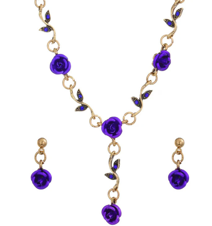 Perssia Timeless Rose™ Jewelry Set — Vintage 3‑Piece Necklace, Bracelet & Earrings - PERSSIA