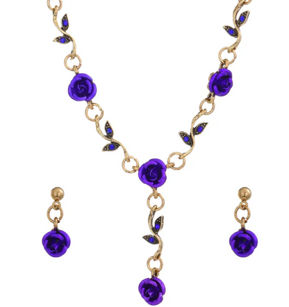 Perssia Timeless Rose™ Jewelry Set — Vintage 3‑Piece Necklace, Bracelet & Earrings - PERSSIA