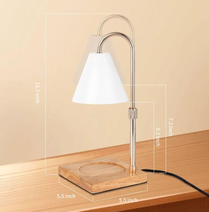 “LUMÉRA™ AURA MELT LAMP” Candle Warmer Lamp With Timer Dimmer Adjustable Height, Wood Base Electric Top Down Melting Wax Melt Warmer For Jar Candles - PERSSIA