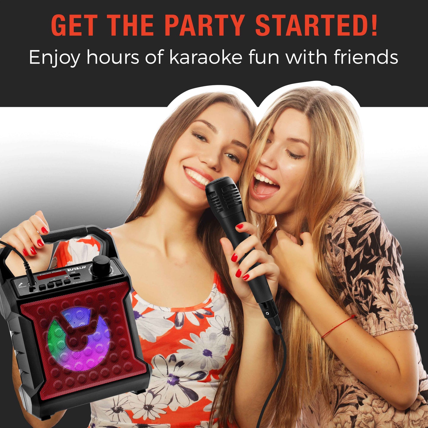 Perssia PartyVibe Portable Karaoke System — Wireless LED Speaker + Mic Set