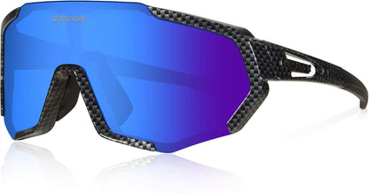 Cycling Glasses, Sports Sunglasses for Men Women, 1 Polarized 2 HD Lens, Polarized Sunglasses for Cycling Running