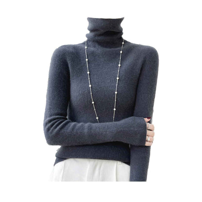 Women's Slim-Fit Merino Wool Turtleneck Sweater - Solid Colors-US2D