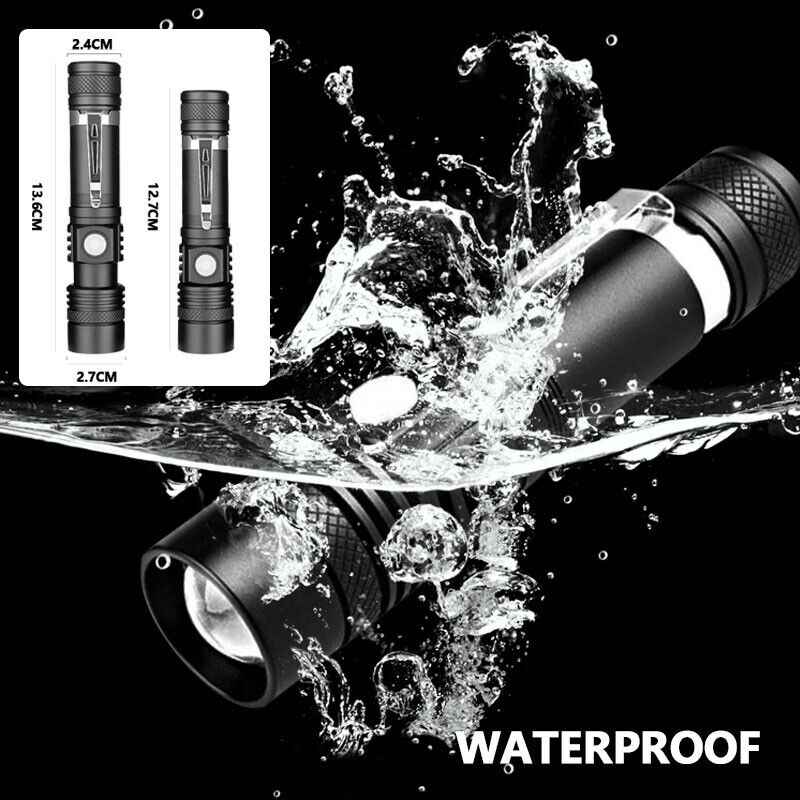 90000LM Tactical Flashlight — Super Bright Zoomable LED with