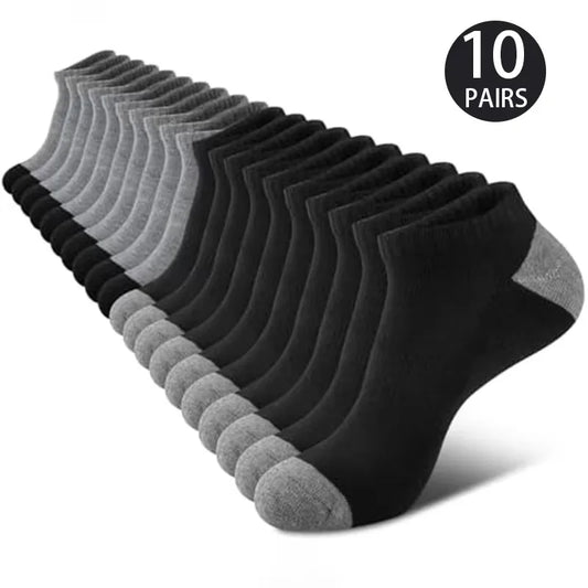 10 Pairs of Comfortable Breathable Socks Sweat Absorbing Odor Proof Low Cut Solid Color Socks Suitable for Outdoor Activities