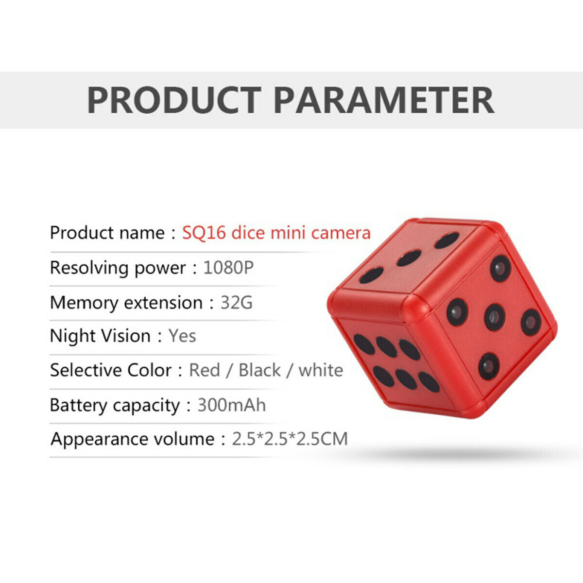 Mini Dice Camera Home Security Night Vision HD 1080P Motion Detection Nanny Cam - PERSSIA