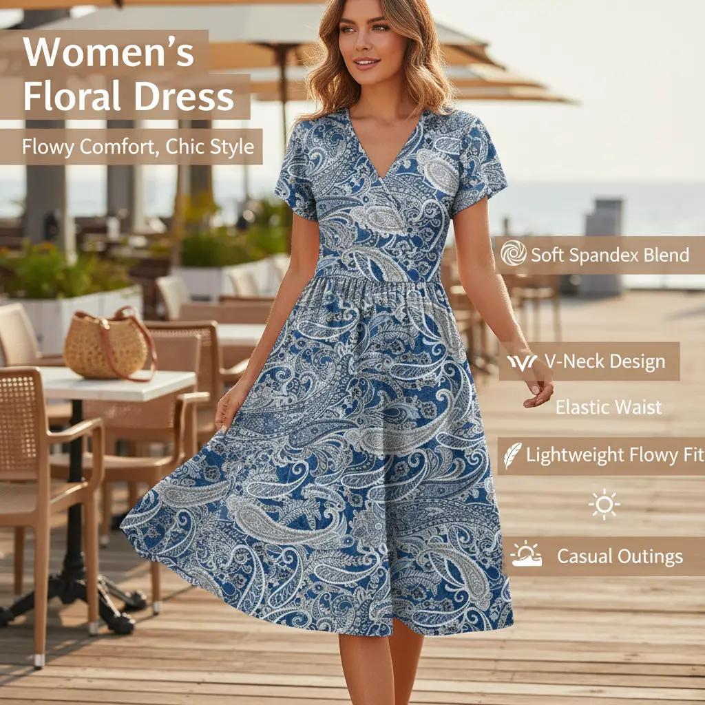 Perssia CashewBloom Floral Dress — Lightweight, Breezy, Everyday Comfort-US2D