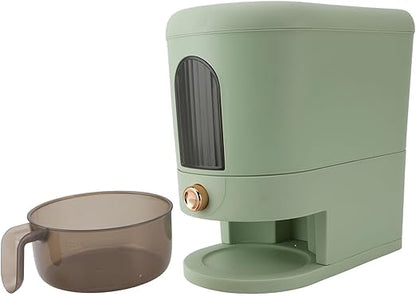 Perssia GrainMaster™ 25‑Lb Rice & Cereal Dispenser (Green) with Measuring Cup & Time Scale Measuring Cylinder Built-in Fresh Box Moisture Proof Dry Food Rice Container for Home Kitchen Pantry - PERSSIA