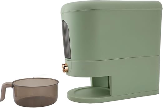 Perssia GrainMaster™ 25‑Lb Rice & Cereal Dispenser (Green) with Measuring Cup & Time Scale Measuring Cylinder Built-in Fresh Box Moisture Proof Dry Food Rice Container for Home Kitchen Pantry - PERSSIA