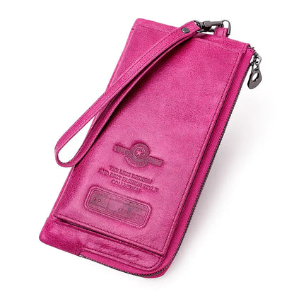 2022 Men Wallet Clutch Genuine Leather Brand Rfid Wallet Male Organizer Cell Phone Clutch Bag Long Coin Purse Free Engrave