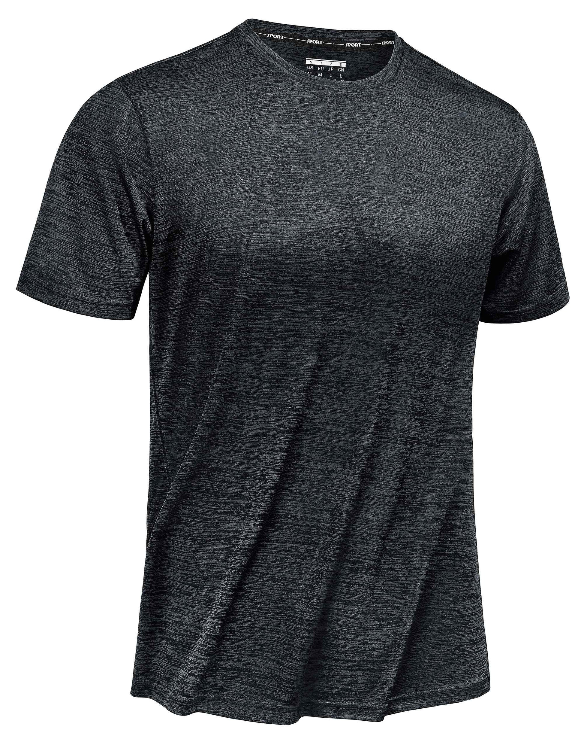 Perssia Tee Shirts for Men Athletic Shirt Jogging Shirt Workout Shirts Fitness T Shirts for Men Quick Dry Tee Shirt Crew Neck Black Muscle Shirts