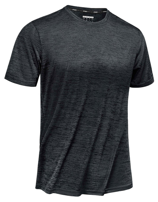 Perssia Tee Shirts for Men Athletic Shirt Jogging Shirt Workout Shirts Fitness T Shirts for Men Quick Dry Tee Shirt Crew Neck Black Muscle Shirts