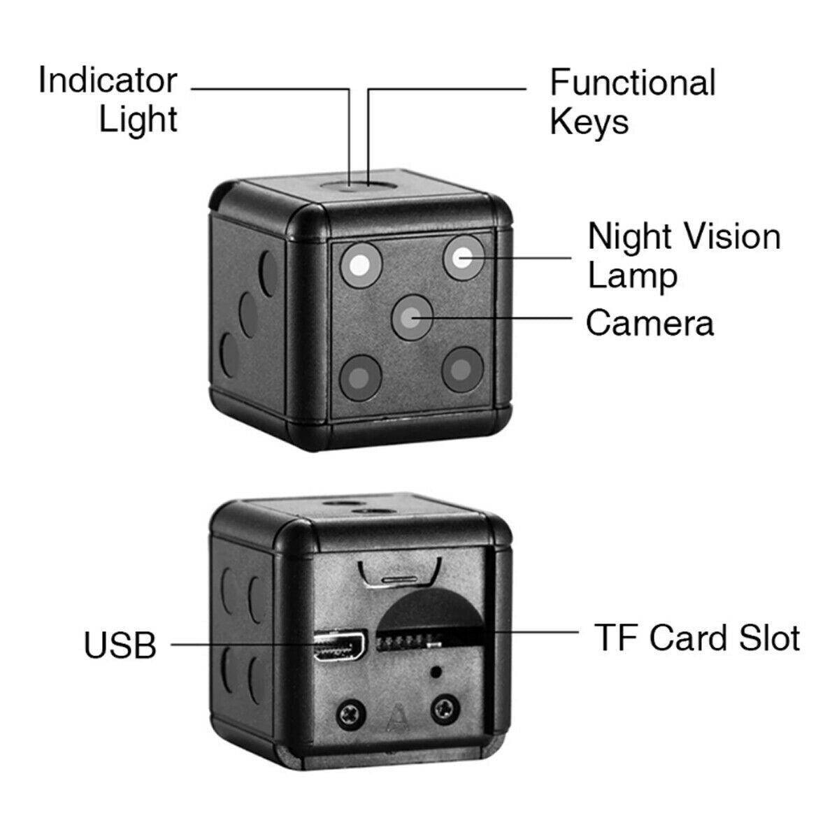 Mini Dice Camera Home Security Night Vision HD 1080P Motion Detection Nanny Cam - PERSSIA
