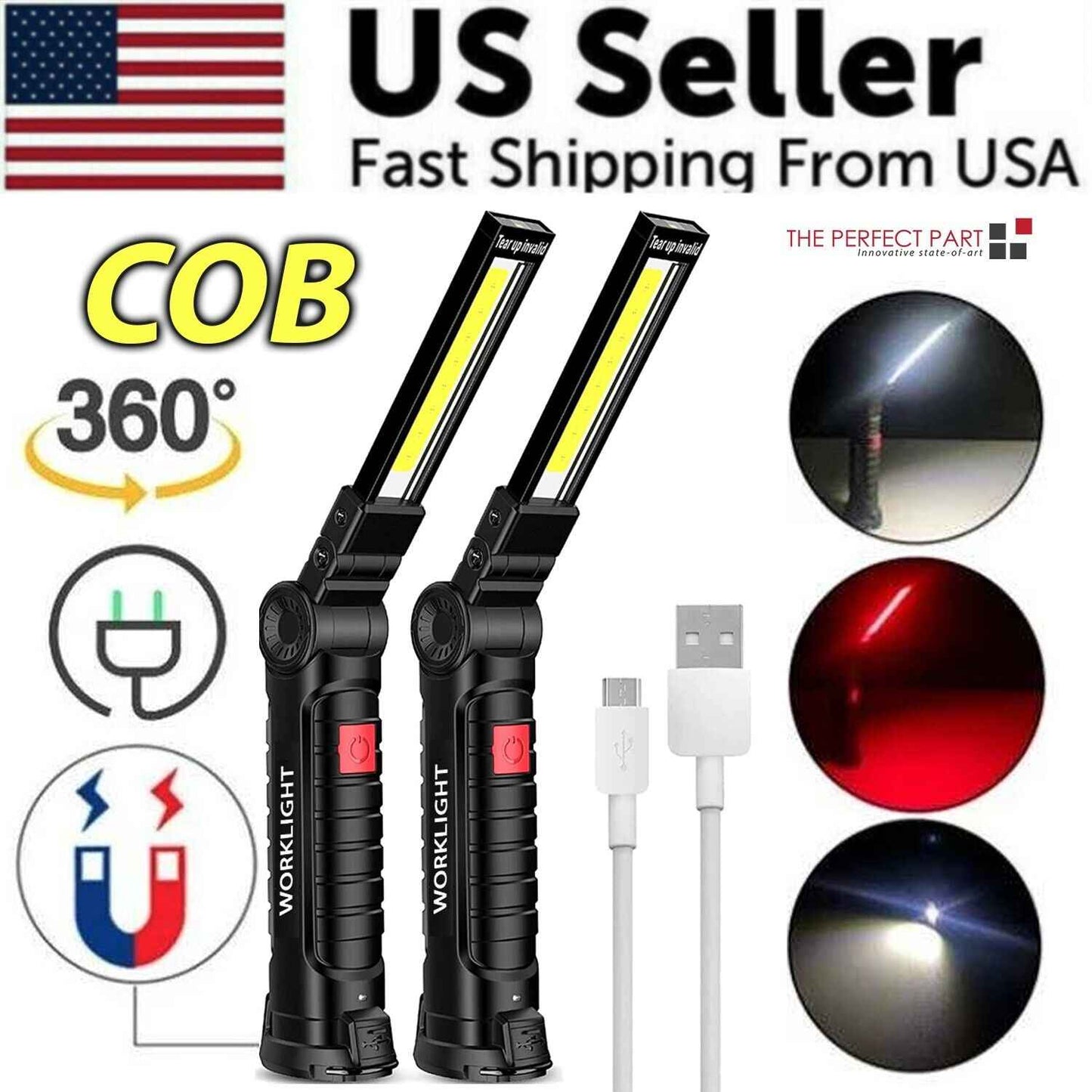 Perssia WorkBeam 360™ Magnetic Rechargeable Light