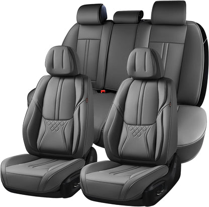Car Seat Covers Full Set, Front and Rear Seat Covers for Cars, Leatherette Auto Seat Protectors Car Interior Accessories, Car Seat Cushions Fit for Most Sedans SUV Pick-Up Truck, Winered