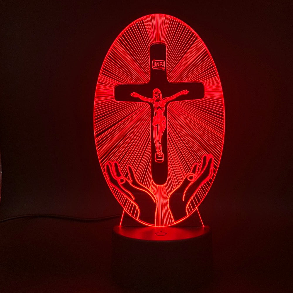 3D Acrylic Christian Cross Night Light - USB Powered - PERSSIA